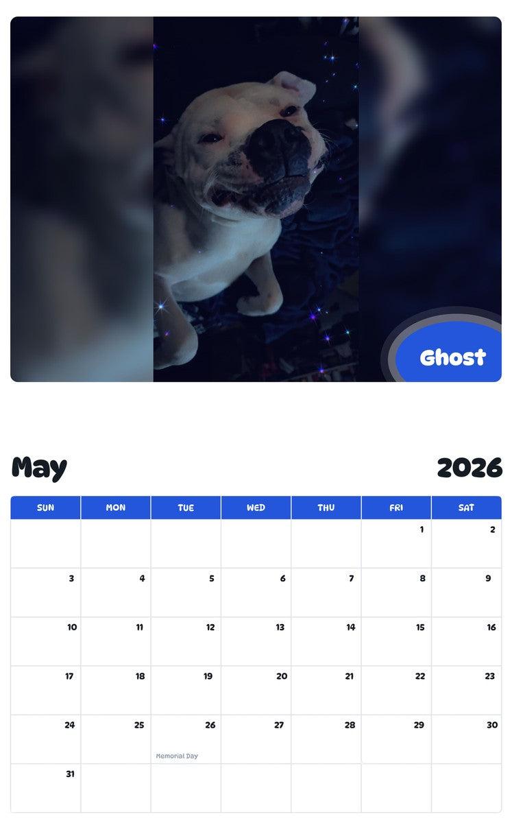 2026 - 2027 Ghost - Pawidols Pet Calendar
