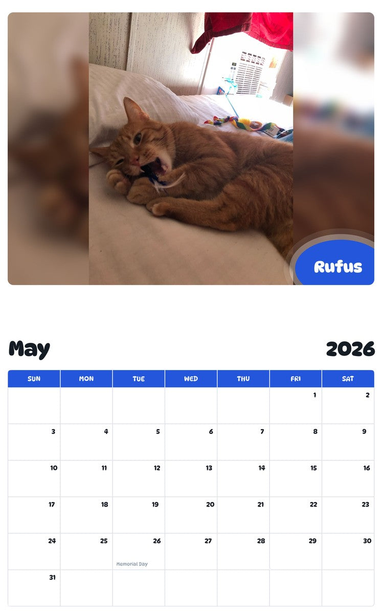 2026 - 2027 Rufus - Pawidols Pet Calendar