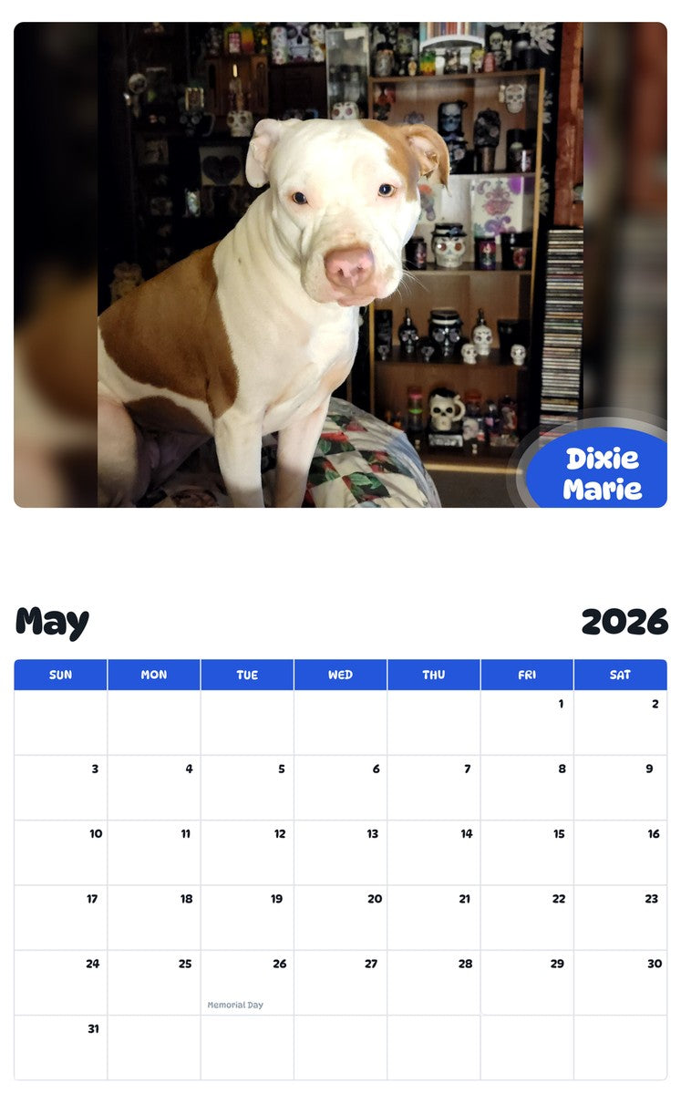 2026 - 2027 Dixie Marie - Pawidols Pet Calendar