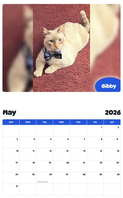 2026 - 2027 Gibby - Pawidols Pet Calendar