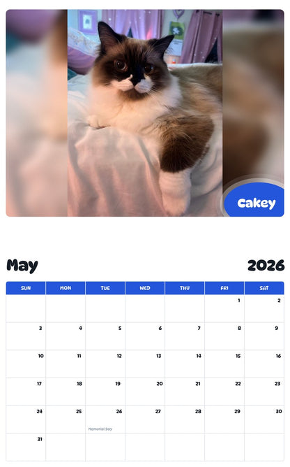 2026 - 2027 Cakey - Pawidols Pet Calendar