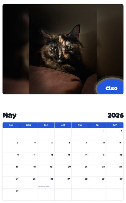 2026 - 2027 Cleo - Pawidols Pet Calendar