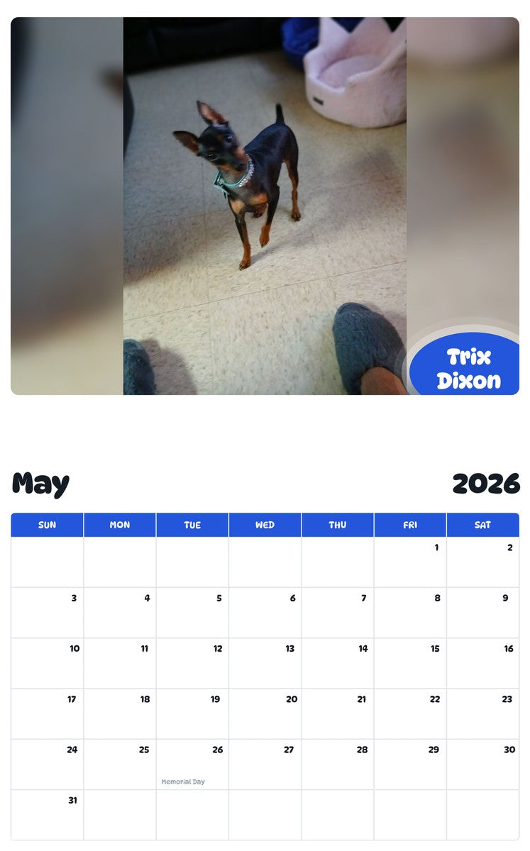2026 - 2027 Trix Dixon - Pawidols Pet Calendar