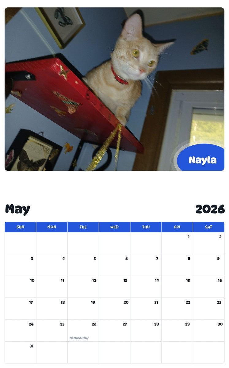 2026 - 2027 Nayla - Pawidols Pet Calendar