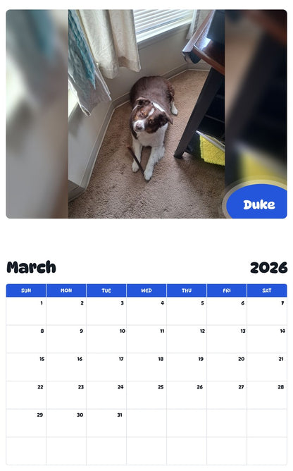 November 2025 - October 2026 Duke - Pawidols Pet Calendar