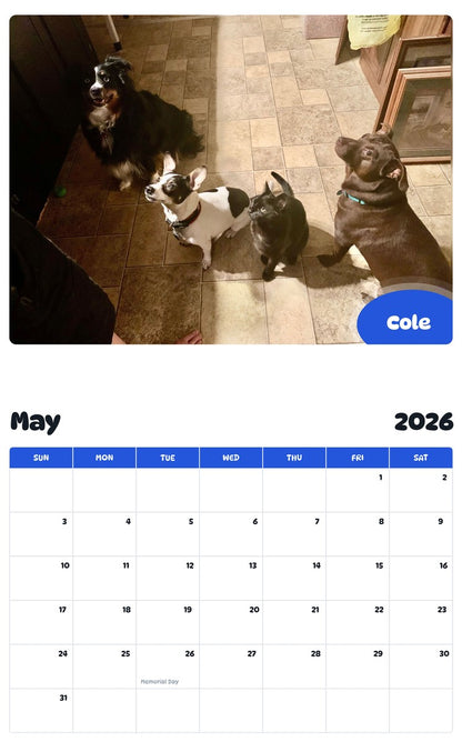 2026 - 2027 Cole - Pawidols Pet Calendar