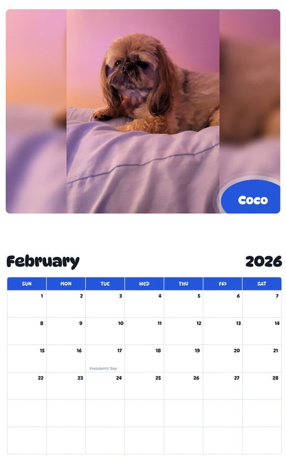 October 2025 - September 2026 Coco - Pawidols Pet Calendar