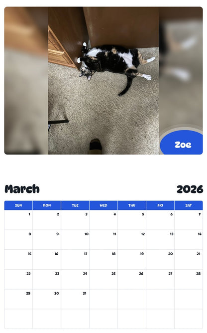 November 2025 - October 2026 Zoe - Pawidols Pet Calendar