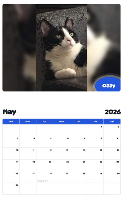 2026 - 2027 Ozzy - Pawidols Pet Calendar