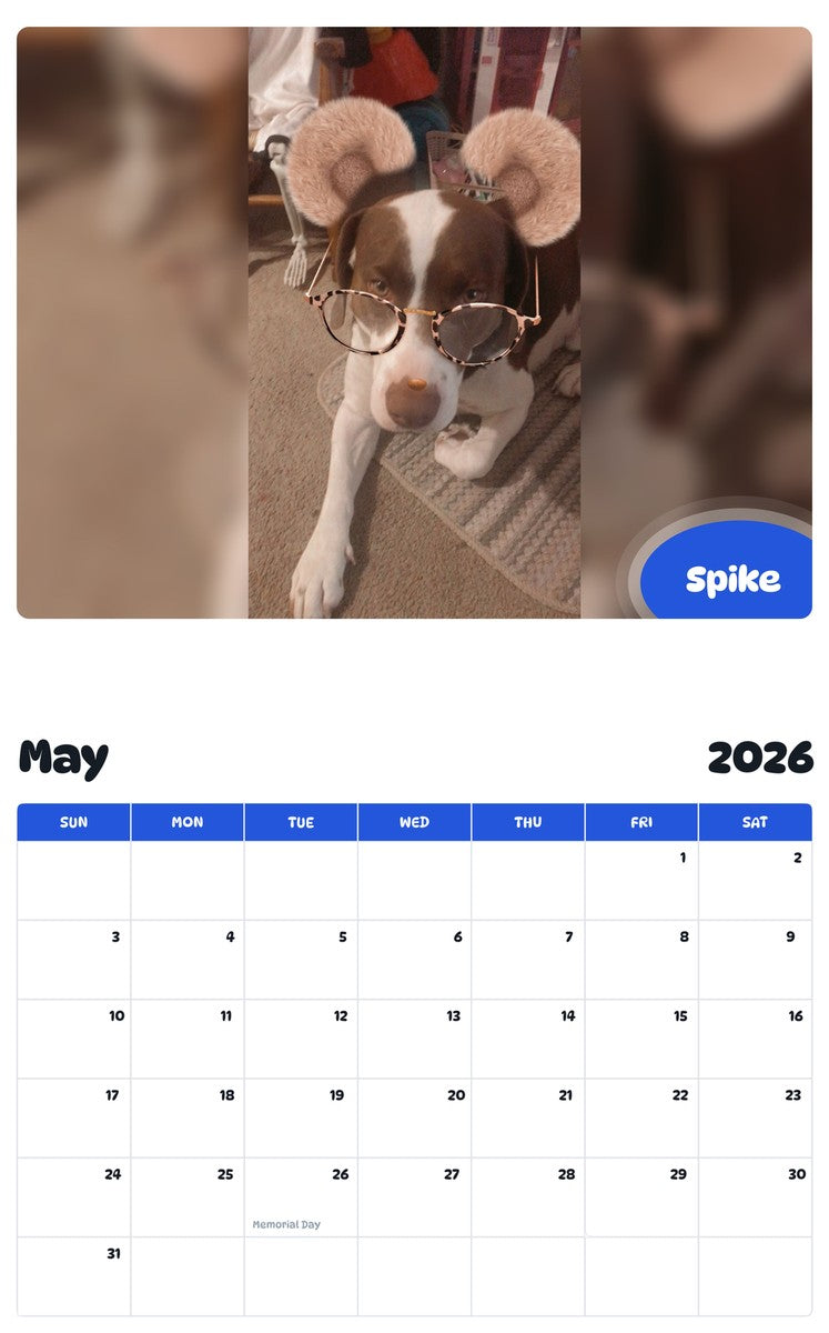2026 - 2027 Spike - Pawidols Pet Calendar