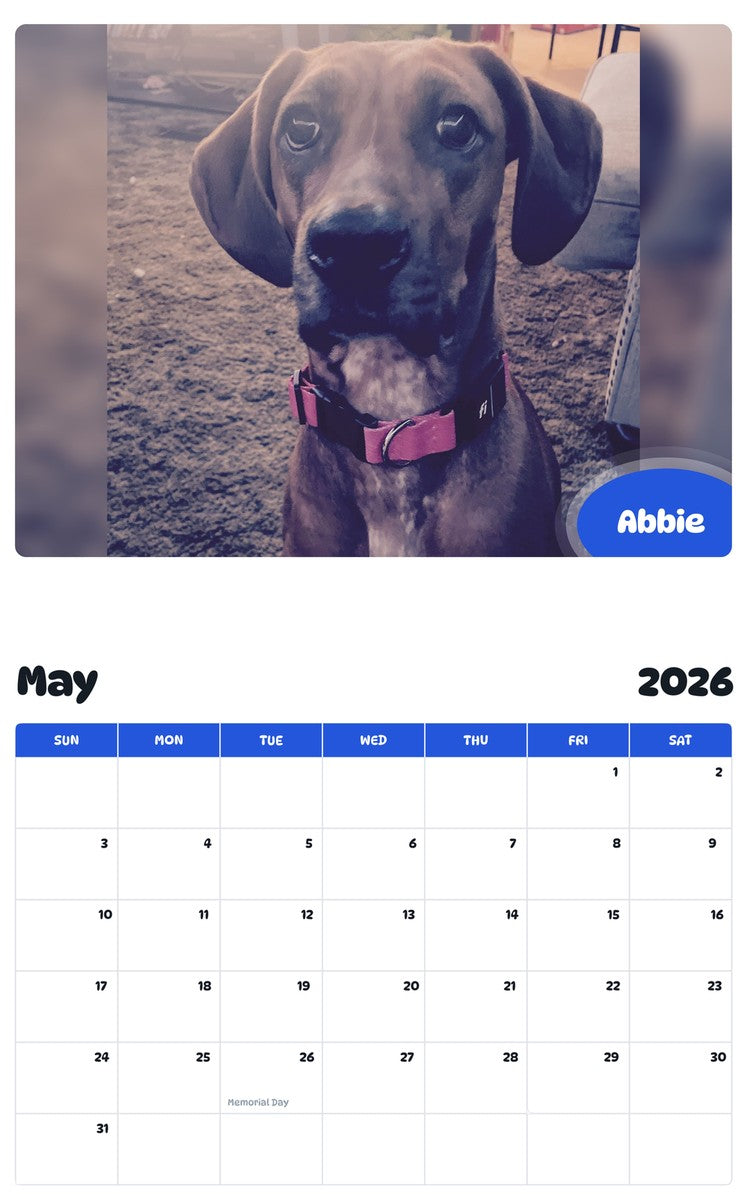 2026 - 2027 Abbie - Pawidols Pet Calendar