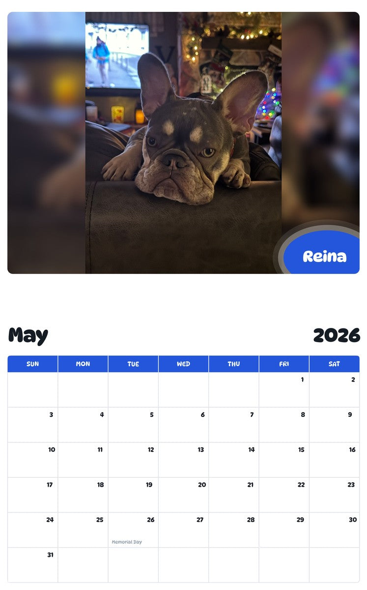 2026 - 2027 Reina - Pawidols Pet Calendar