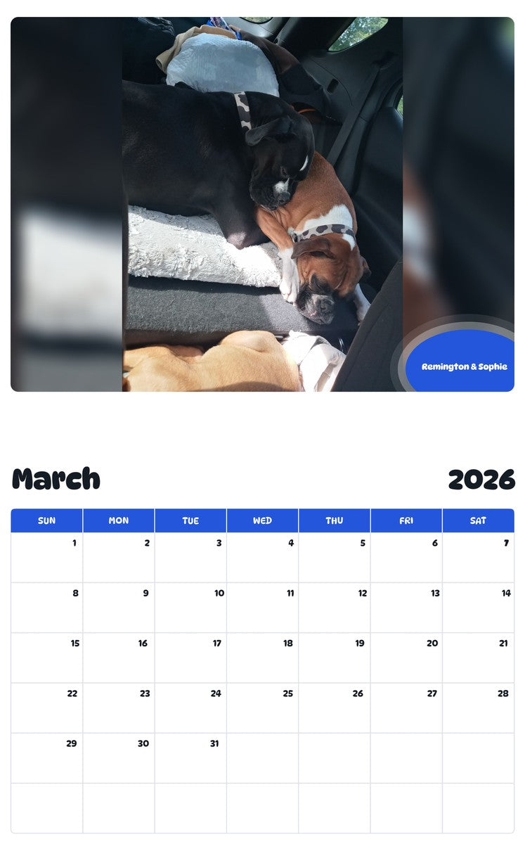 November 2025 - October 2026 Remington & Sophie - Pawidols Pet Calendar