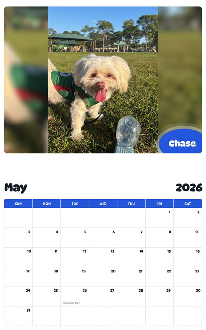 2026 - 2027 Chase - Pawidols Pet Calendar