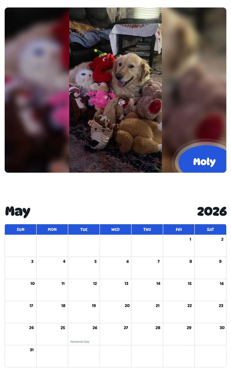 2026 - 2027 Moly - Pawidols Pet Calendar