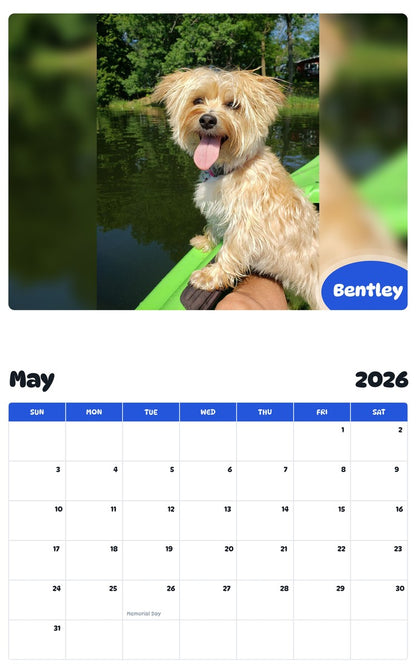 2026 - 2027 Bentley - Pawidols Pet Calendar