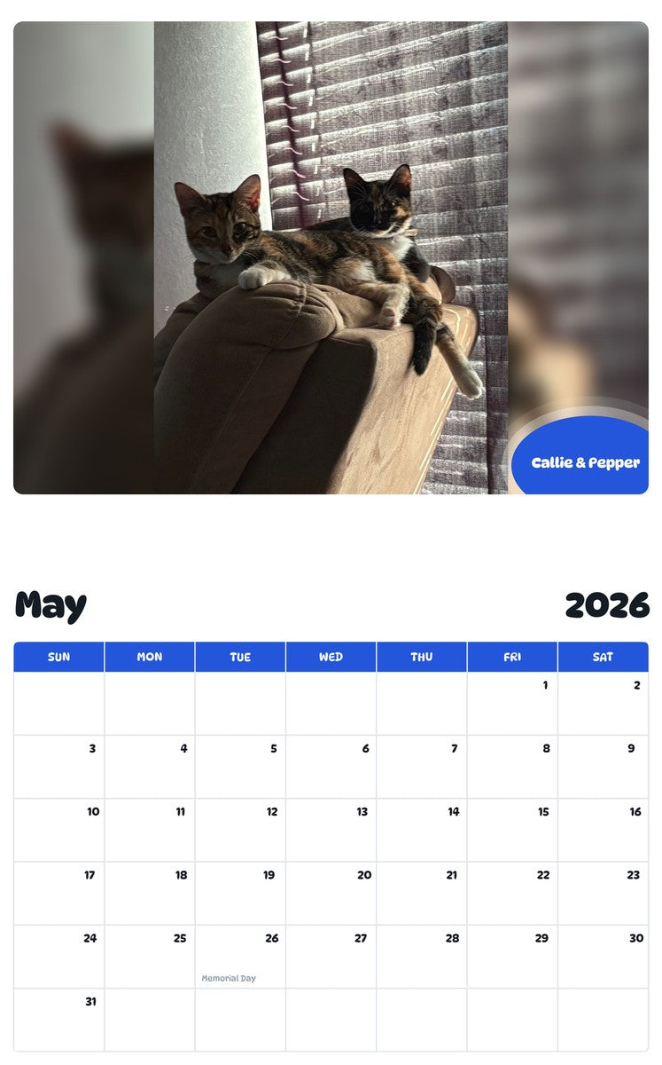 2026 - 2027 Callie & Pepper - Pawidols Pet Calendar
