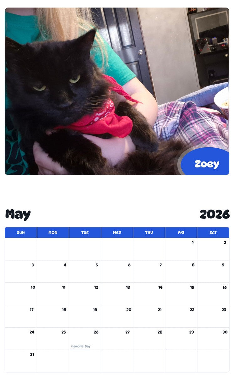 2026 - 2027 Zoey - Pawidols Pet Calendar