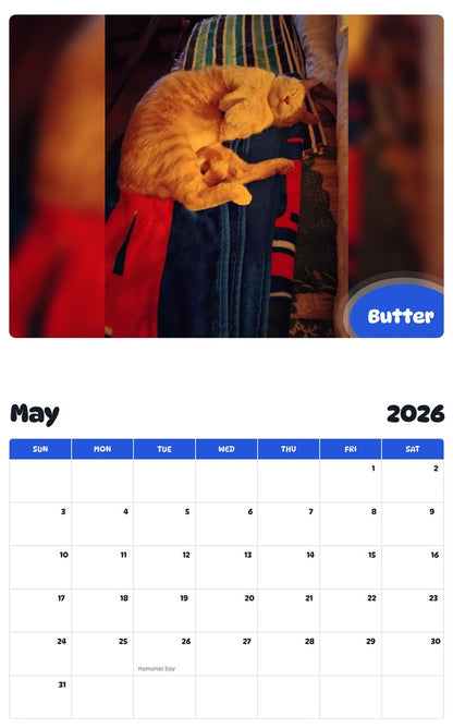 2026 - 2027 Butter - Pawidols Pet Calendar