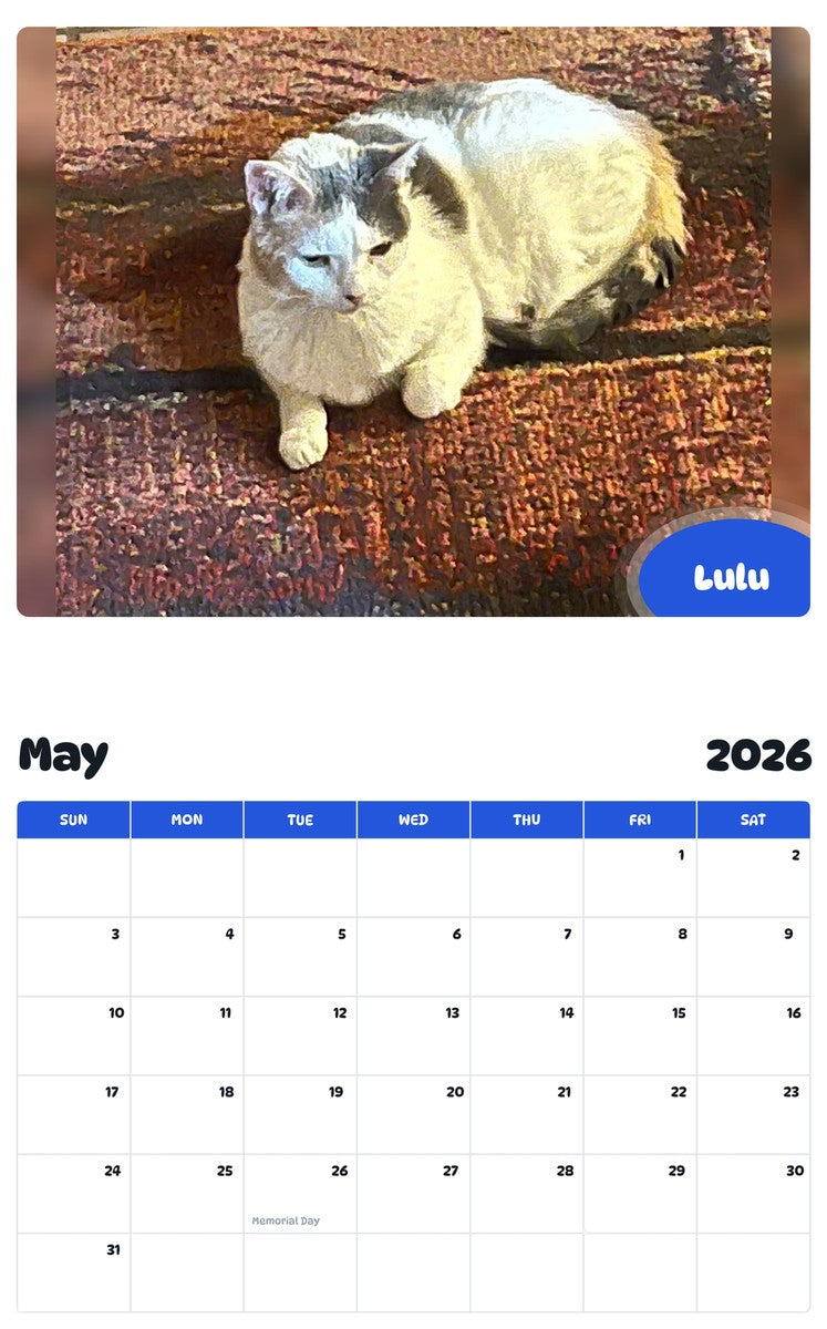 2026 - 2027 Lulu - Pawidols Pet Calendar