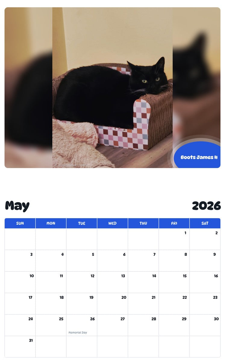 2026 - 2027 Boots James II - Pawidols Pet Calendar