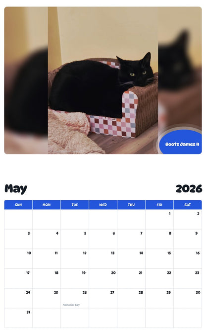 2026 - 2027 Boots James II - Pawidols Pet Calendar