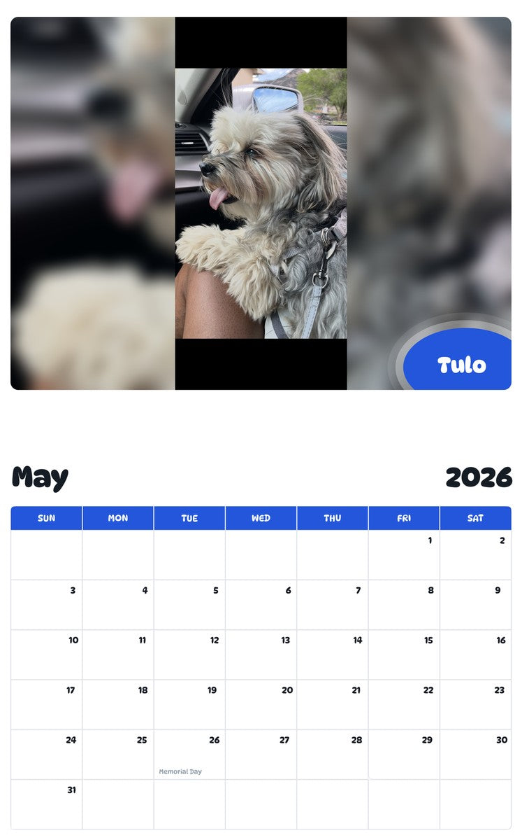 2026 - 2027 Tulo - Pawidols Pet Calendar