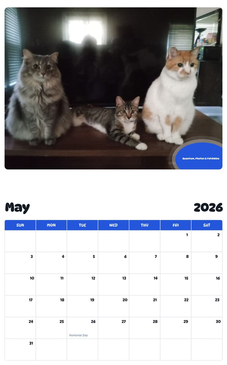 2026 - 2027 Quantum, Photon & Patshkins - Pawidols Pet Calendar