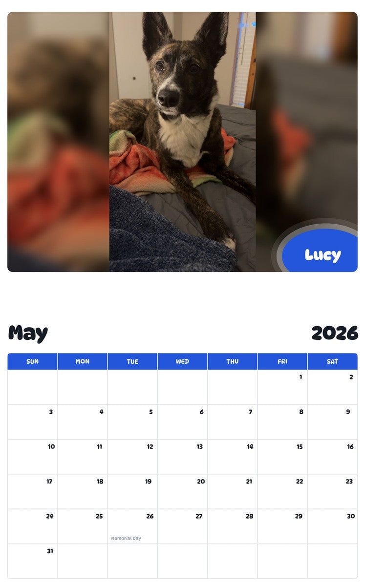 2026 - 2027 Lucy - Pawidols Pet Calendar