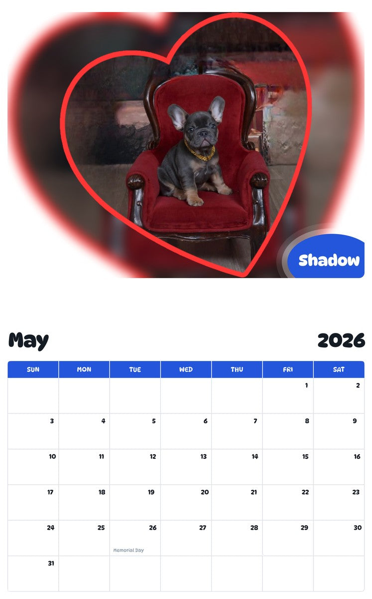 2026 - 2027 Shadow - Pawidols Pet Calendar