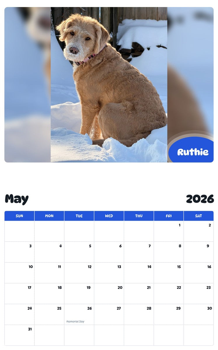 2026 - 2027 Ruthie - Pawidols Pet Calendar