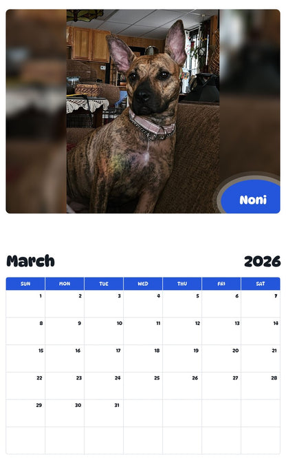 November 2025 - October 2026 Noni - Pawidols Pet Calendar