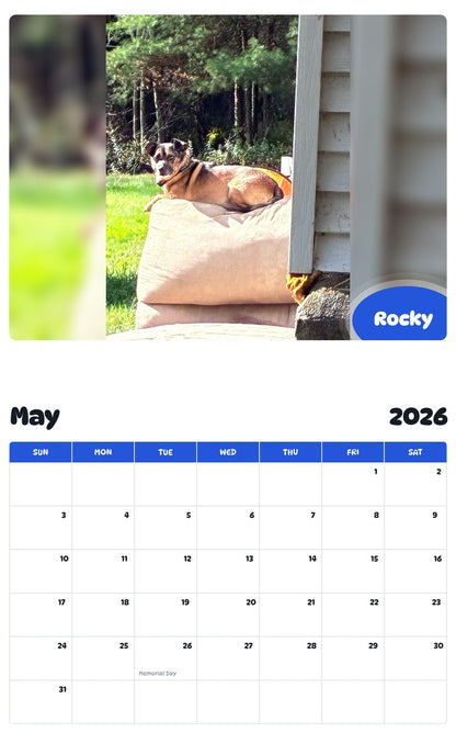 2026 - 2027 Rocky - Pawidols Pet Calendar