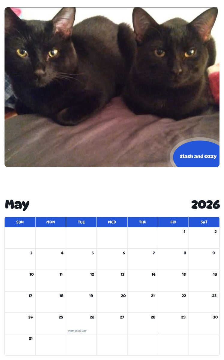2026 - 2027 Slash and Ozzy - Pawidols Pet Calendar