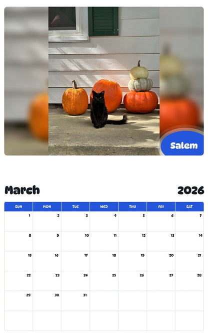 November 2025 - October 2026 Salem - Pawidols Pet Calendar
