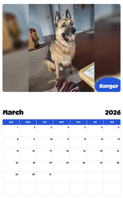 November 2025 - October 2026 Ranger - Pawidols Pet Calendar