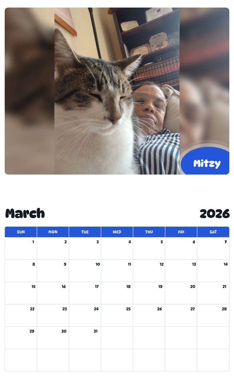 November 2025 - October 2026 Mitzy - Pawidols Pet Calendar