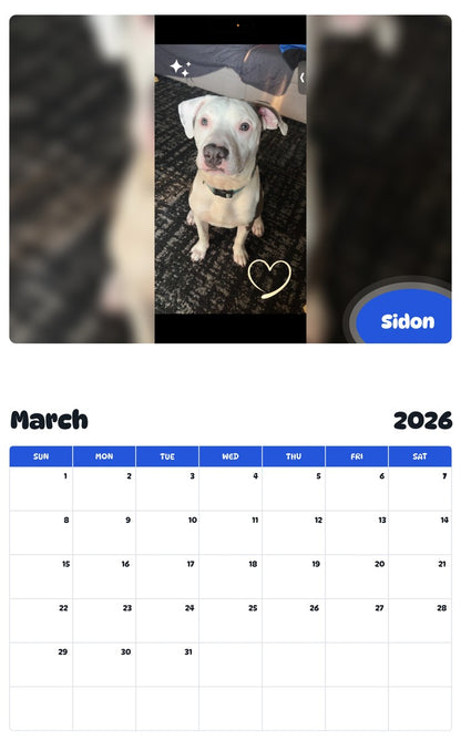 November 2025 - October 2026 Sidon - Pawidols Pet Calendar