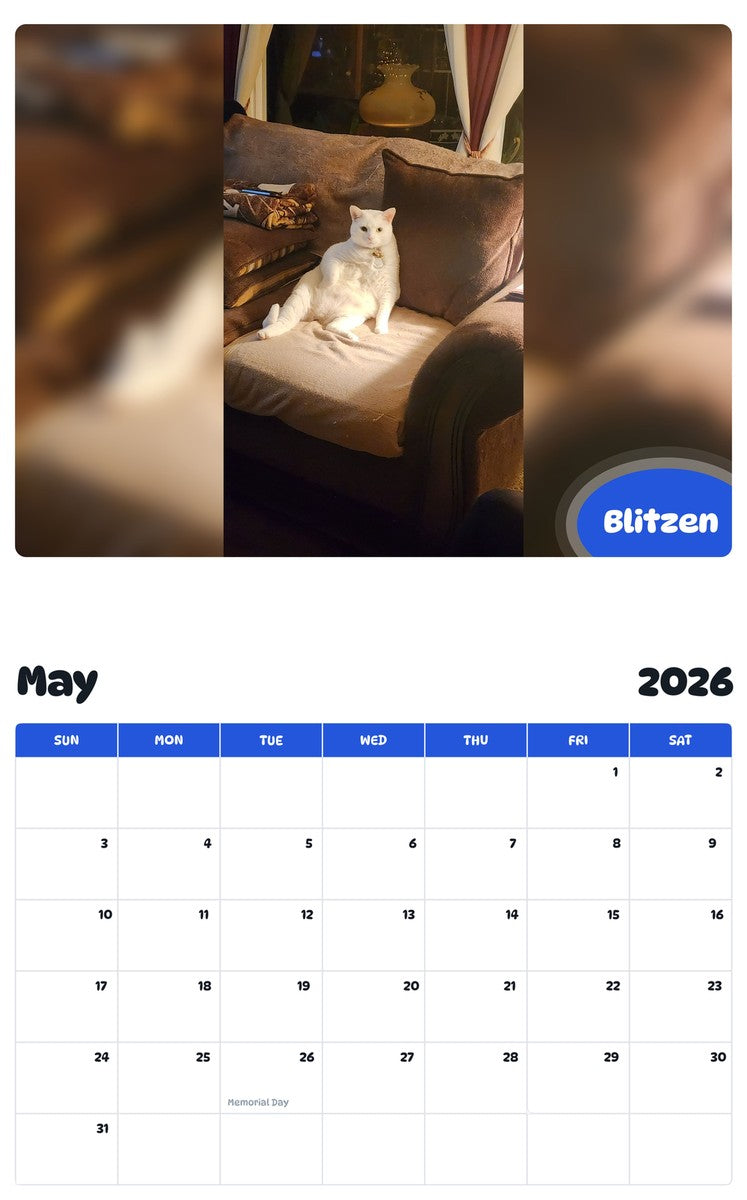2026 - 2027 Blitzen - Pawidols Pet Calendar