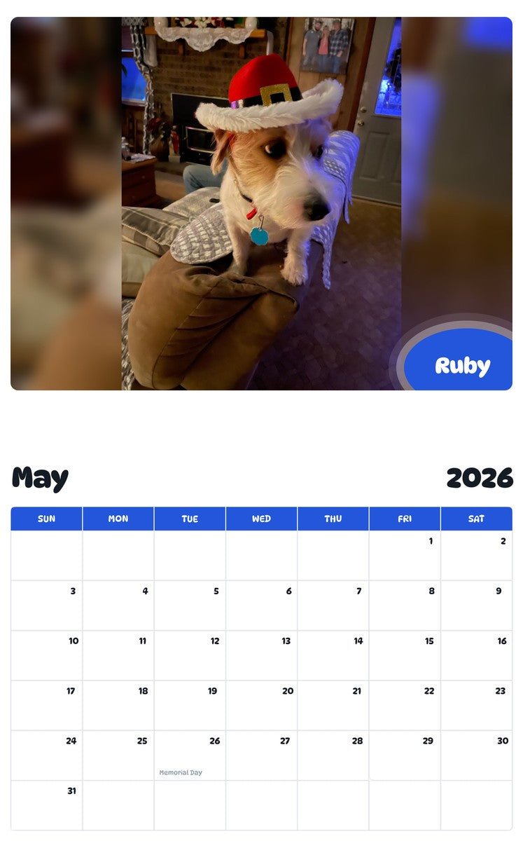 2026 - 2027 Ruby - Pawidols Pet Calendar
