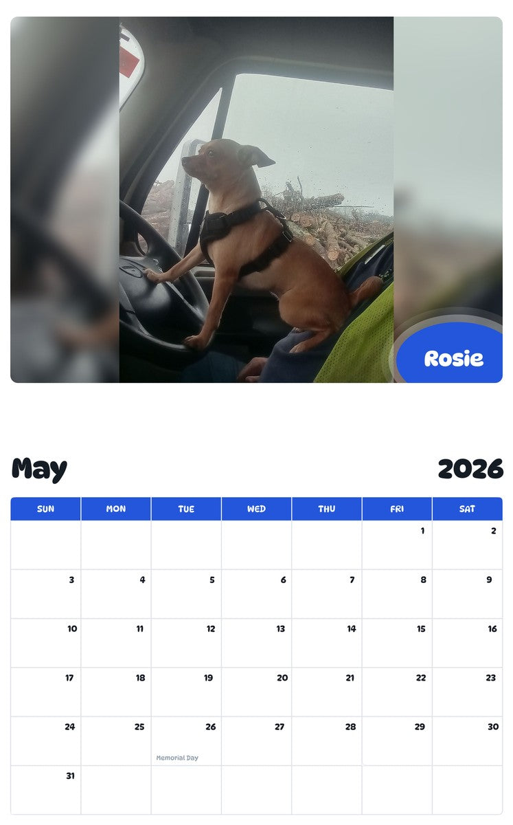 2026 - 2027 Rosie - Pawidols Pet Calendar