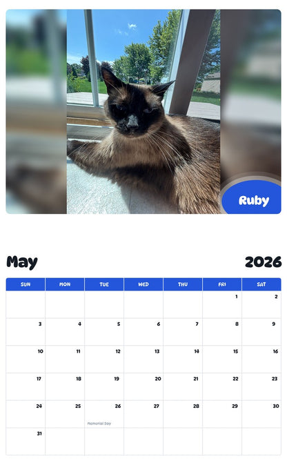 2026 - 2027 Ruby - Pawidols Pet Calendar