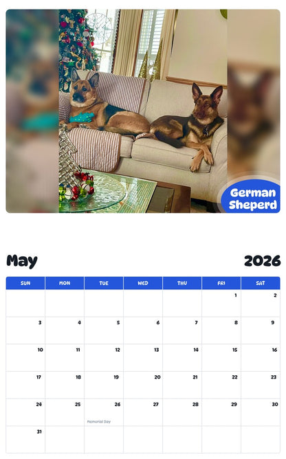 2026 - 2027 German Sheperd - Pawidols Pet Calendar