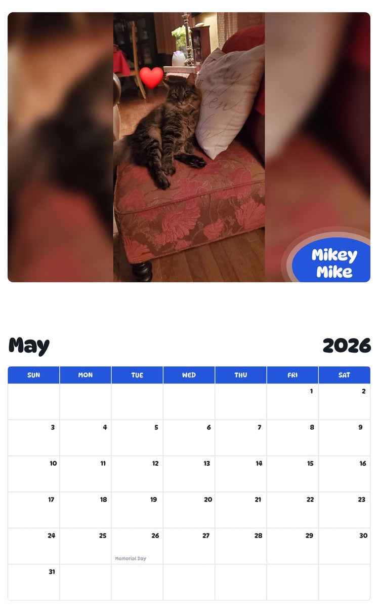 2026 - 2027 Mikey Mike - Pawidols Pet Calendar