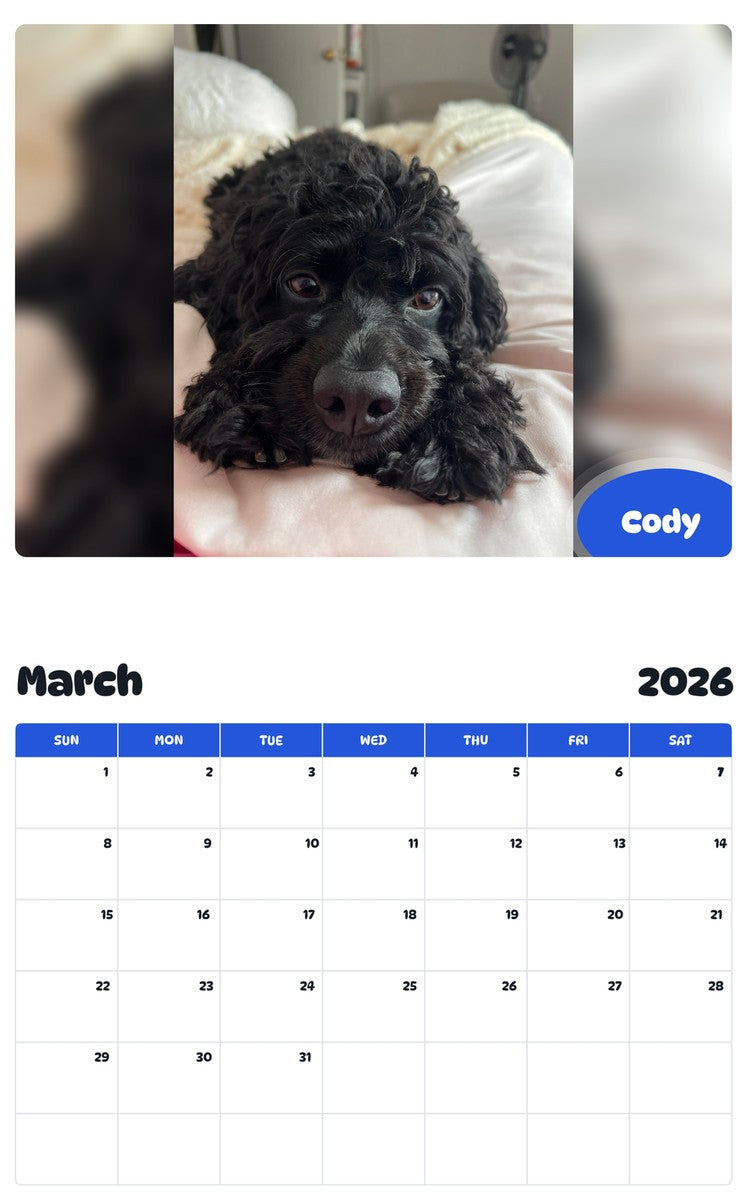 November 2025 - October 2026 Cody - Pawidols Pet Calendar