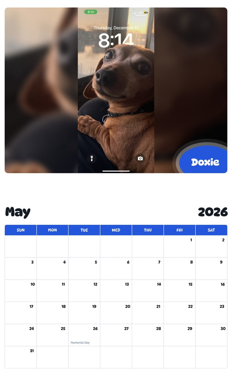 2026 - 2027 Doxie - Pawidols Pet Calendar