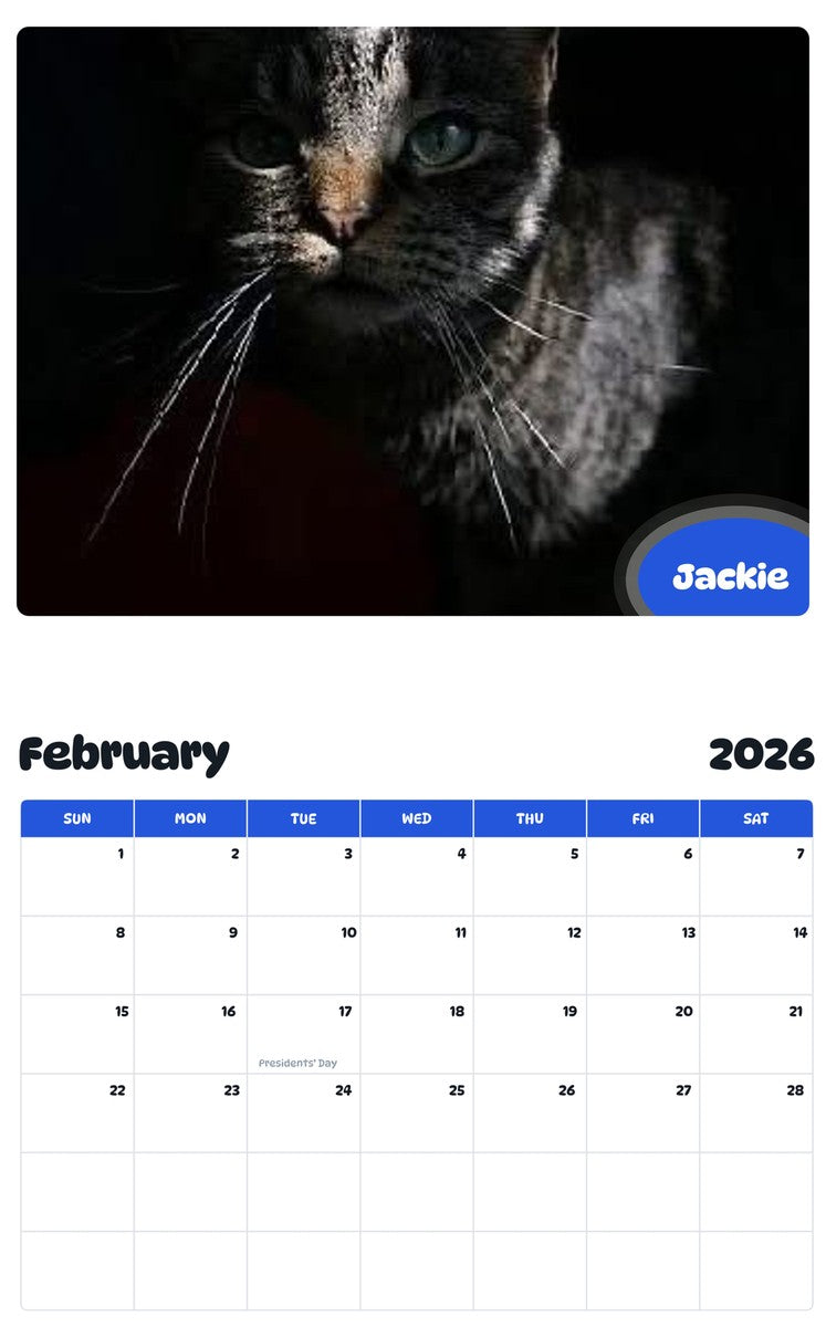 November 2025 - October 2026 Jackie - Pawidols Pet Calendar
