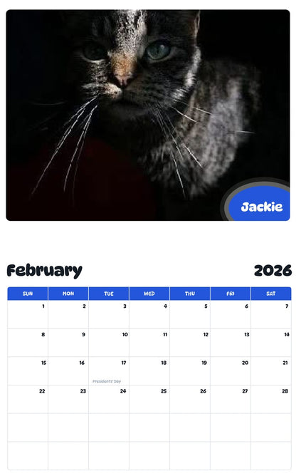 November 2025 - October 2026 Jackie - Pawidols Pet Calendar