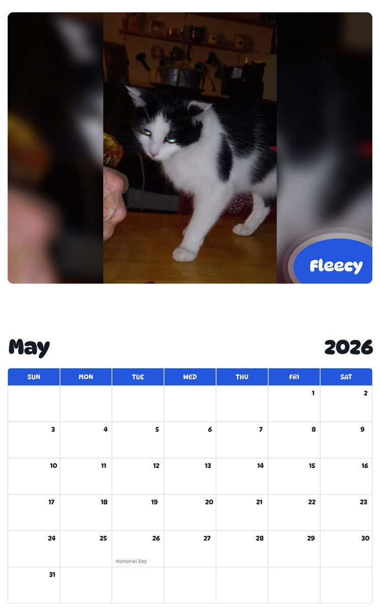 2026 - 2027 Fleecy - Pawidols Pet Calendar
