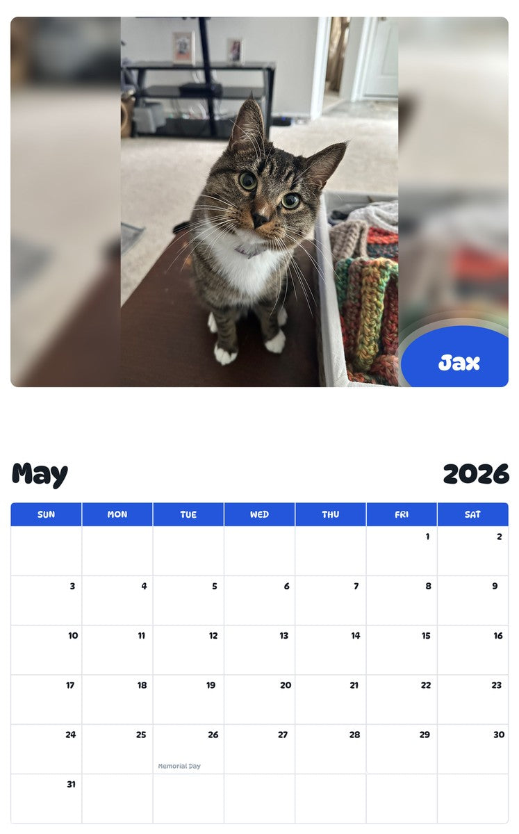 2026 - 2027 Jax - Pawidols Pet Calendar